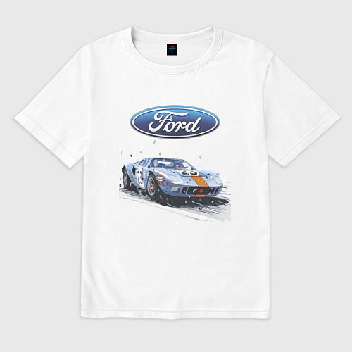 Мужская футболка оверсайз Ford motorsport - sketch / Белый – фото 1