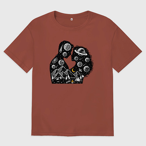 Мужская футболка оверсайз Природная космическая любовь / Кирпичный – фото 1