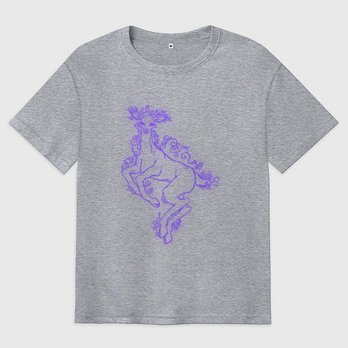 Мужская футболка оверсайз Неоновая фиолетовая лань / Меланж – фото 1