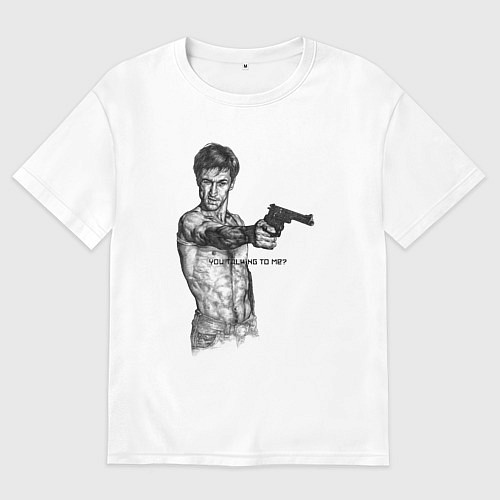 Мужская футболка оверсайз Таксист - Роберт Де Ниро / Белый – фото 1