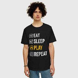 Футболка оверсайз мужская Eat - sleep - play - repeat, цвет: черный — фото 2