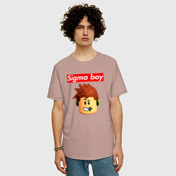 Футболка оверсайз мужская Sigma boy roblox head - мем Роблокс Сигма бой, цвет: пыльно-розовый — фото 2