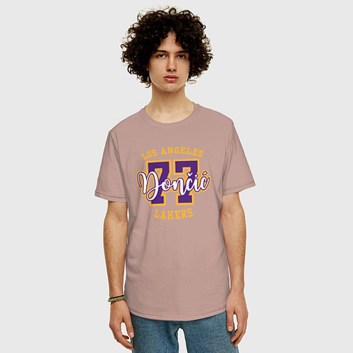 Мужская футболка оверсайз Luka Doncic - Lakers / Пыльно-розовый – фото 3