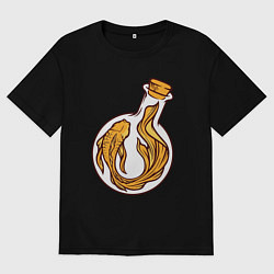 Футболка оверсайз мужская Золотая рыбка в колбе, цвет: черный