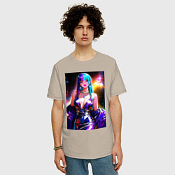 Футболка оверсайз мужская Девушка поп идол, цвет: миндальный — фото 2