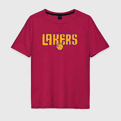 Футболка оверсайз мужская Team Los Angeles Lakers, цвет: маджента