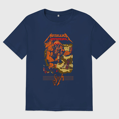 Мужская футболка оверсайз Metallica - octopus monster / Тёмно-синий – фото 1