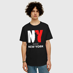 Футболка оверсайз мужская The city of New York, цвет: черный — фото 2