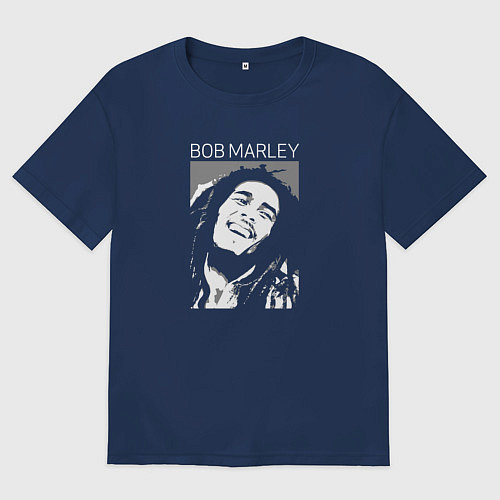 Мужская футболка оверсайз Bob Marley abstract portrait / Тёмно-синий – фото 1