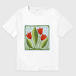 Мужская футболка оверсайз Цветущие тюльпаны