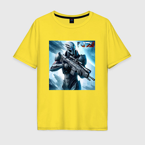 Мужская футболка оверсайз Mass Effect - N7 ai art / Желтый – фото 1