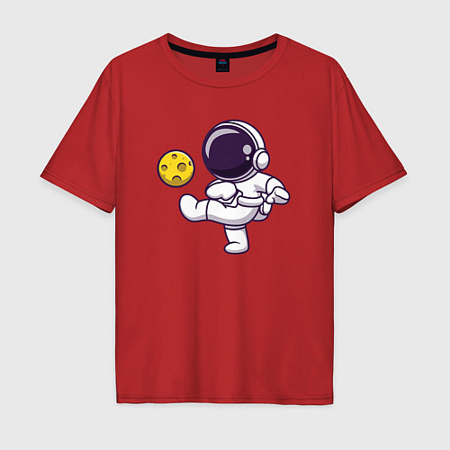 Мужская футболка оверсайз Moon football / Красный – фото 1