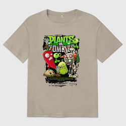 Мужская футболка оверсайз Растения против зомби с перчиком