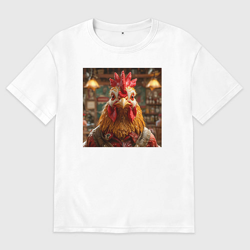 Мужская футболка оверсайз Петух / Белый – фото 1