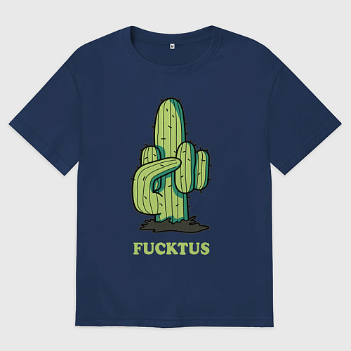 Мужская футболка оверсайз Cactus - fucktus / Тёмно-синий – фото 1