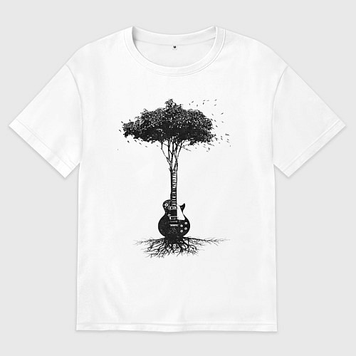 Мужская футболка оверсайз Гитарное дерево / Белый – фото 1