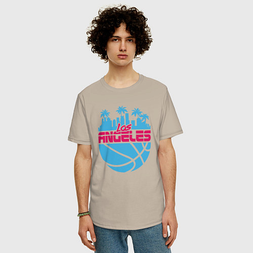 Мужская футболка оверсайз Lakers city / Миндальный – фото 3
