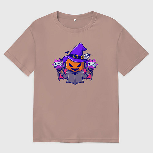 Мужская футболка оверсайз Pumpkin gamer / Пыльно-розовый – фото 1