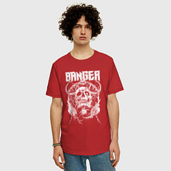 Футболка оверсайз мужская Banger - horned skull, цвет: красный — фото 2