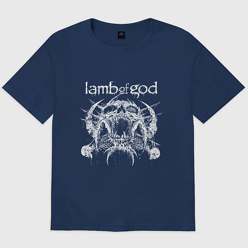 Мужская футболка оверсайз Lamb of god - skull / Тёмно-синий – фото 1