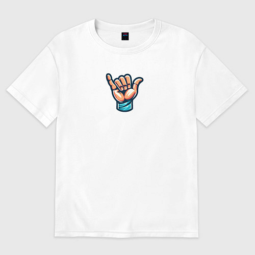 Мужская футболка оверсайз Жест руки Шака или Джамбо / Белый – фото 1