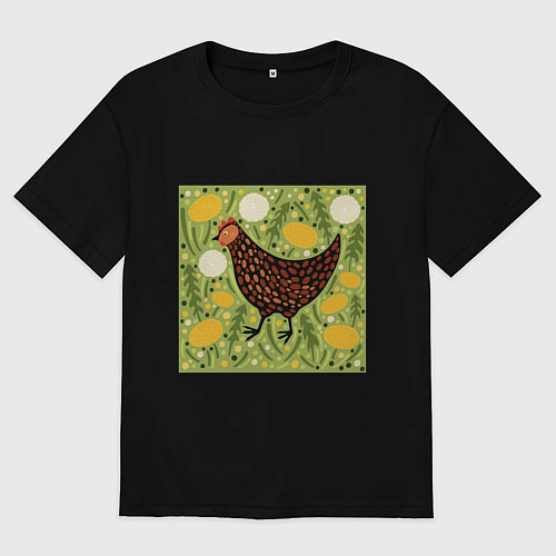Мужская футболка оверсайз Курочка ряба / Черный – фото 1