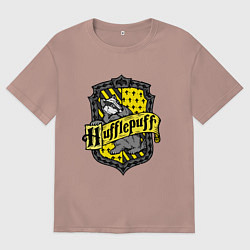 Футболка оверсайз мужская Hufflepuff emblem, цвет: пыльно-розовый