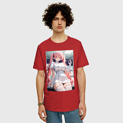 Футболка оверсайз мужская Медсестричка сделает тебе укол любви, цвет: красный — фото 2