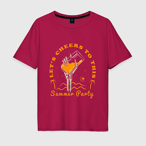 Мужская футболка оверсайз Summer party / Маджента – фото 1