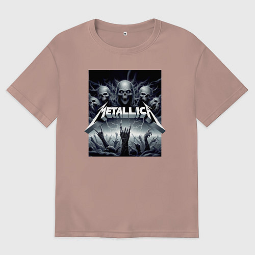 Мужская футболка оверсайз Thrash metal - Metallica / Пыльно-розовый – фото 1