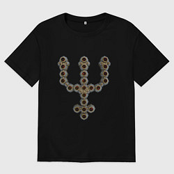 Мужская футболка оверсайз Astrological symbol planet neptune metal antique