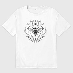 Футболка оверсайз мужская Пчела и жуки, цвет: белый