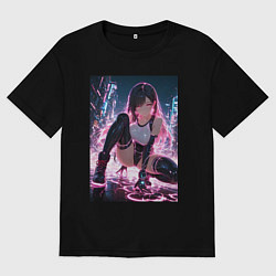 Мужская футболка оверсайз Тифа Локхарт из Final Fantasy VII в стиле киберпан