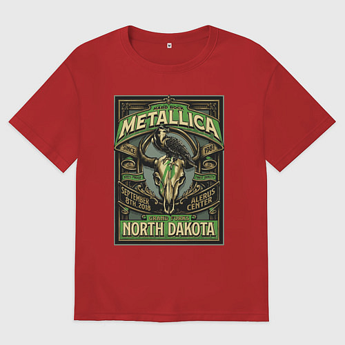Мужская футболка оверсайз Metallica - North Dakota playbill / Красный – фото 1