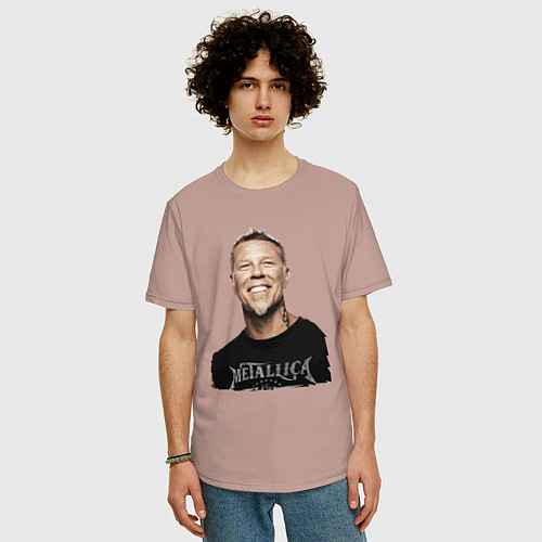 Мужская футболка оверсайз James Alan Hetfield - Metallica leader / Пыльно-розовый – фото 3