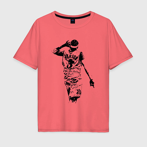 Мужская футболка оверсайз Allen Iverson NBA / Коралловый – фото 1