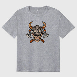 Футболка оверсайз мужская Череп викинга, цвет: меланж