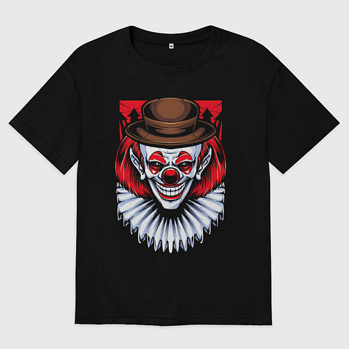 Мужская футболка оверсайз Клоун в шляпе / Черный – фото 1