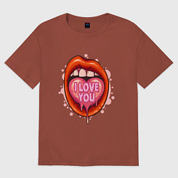 Футболка оверсайз мужская I love you, цвет: кирпичный
