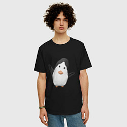 Футболка оверсайз мужская Cartoon penguin, цвет: черный — фото 2