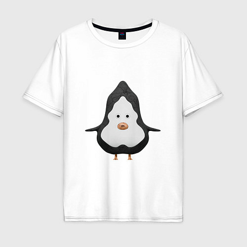 Мужская футболка оверсайз Cartoon penguin character / Белый – фото 1