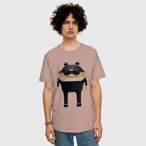 Мужская футболка оверсайз Cartoon agent female in black suit / Пыльно-розовый – фото 3