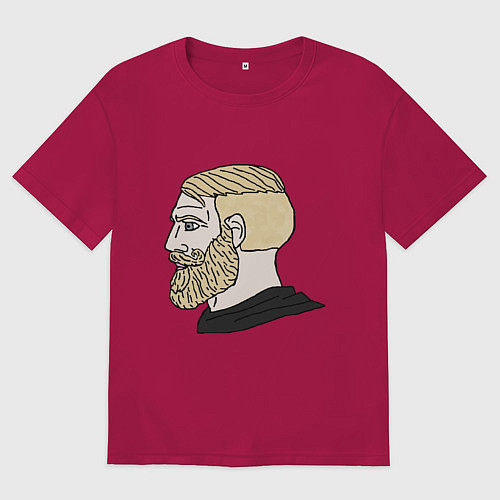 Мужская футболка оверсайз Мем с бородатым мужиком / Маджента – фото 1