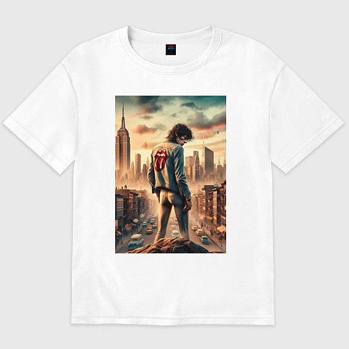 Мужская футболка оверсайз Mick Jagger is the world legend / Белый – фото 1