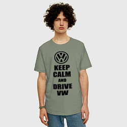 Футболка оверсайз мужская Keep Calm & Drive VW, цвет: авокадо — фото 2