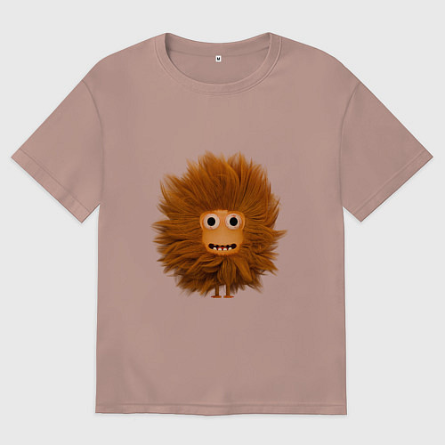 Мужская футболка оверсайз Funny cartoon monster / Пыльно-розовый – фото 1