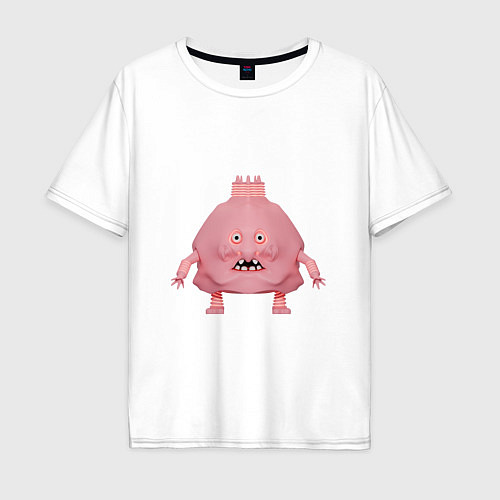 Мужская футболка оверсайз Розовый монстр / Белый – фото 1