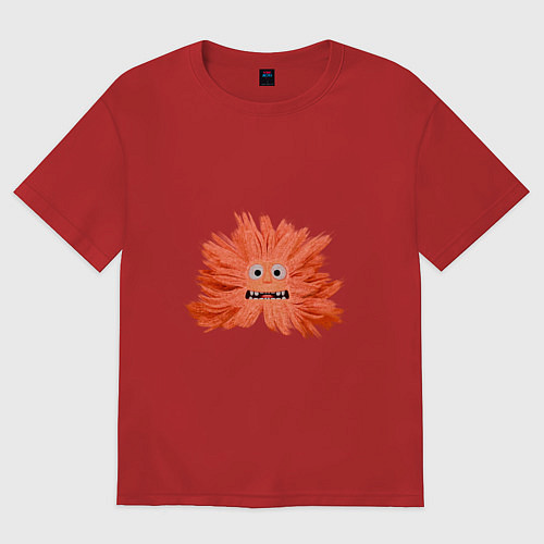 Мужская футболка оверсайз Рыжий пушистый монстрик / Красный – фото 1