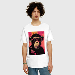 Футболка оверсайз мужская Крутая обезьянка, цвет: белый — фото 2