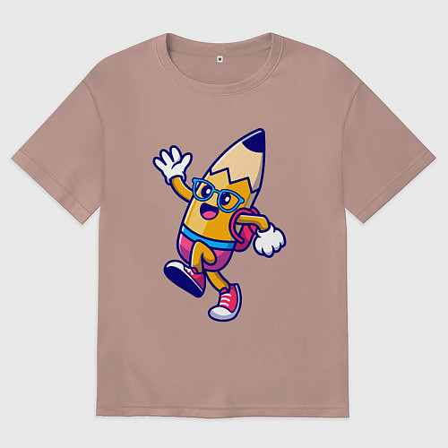 Мужская футболка оверсайз Карандаш ученик / Пыльно-розовый – фото 1